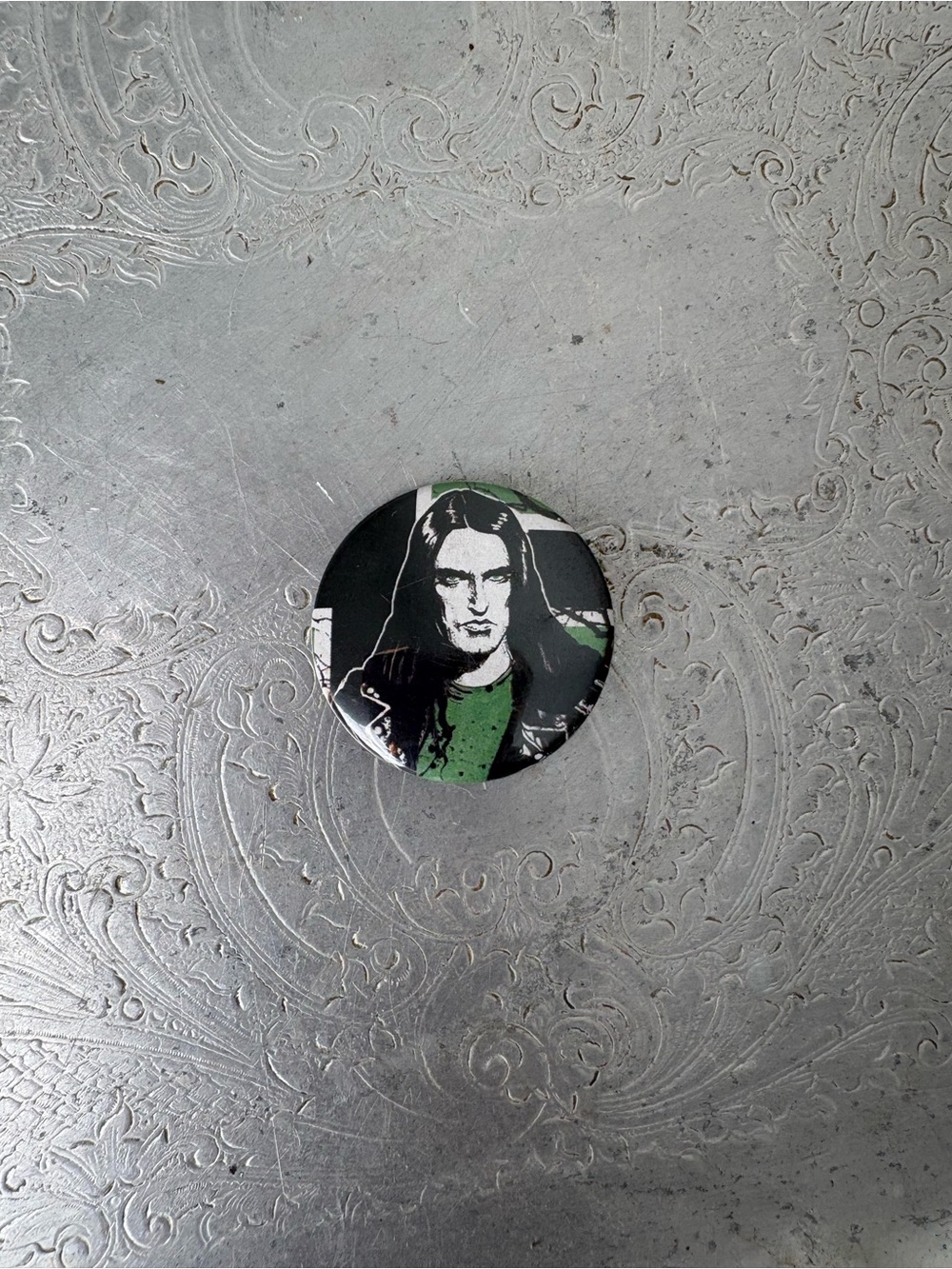 Peter Steele Type O Negative Portrait Pin Button — Black & Green